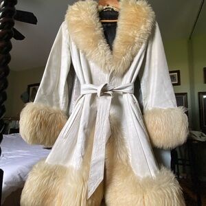Robert Meshekoff “Penny Lane” Shearling-Trimmed Leather Coat 1970’s Vintage
